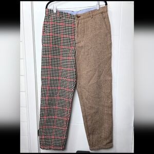Rowing Blazers Wool Blend Mixed Print Plaid Fish and Bone Trouser 33”W